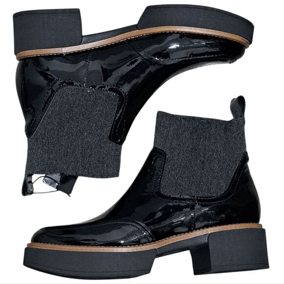 Dolce Vita Saline H2O Booties Midnight Crinkle Patent Chunky Platform Size 8 NWT - Picture 1 of 13